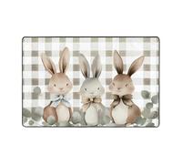Tappeto con foglie di coniglietto carino per soggiorno, camera da letto, coniglio pasquale, tappeto con retro antiscivolo, lavabile, in flanella, tappeto decorativo per casa e ufficio, 60 x 90 cm