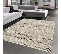 Tappeto con forme a Zig Zag 3D - effetto morbido alto basso - beige oro Dimensione 120x170 cm, Dimensione 120 x 170 cm