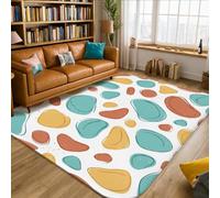Tappeto con forme astratte, curve moderne e contemporanee a pois primaverili turchesi antiscivolo estetico rettangolare tappeto per pavimento di casa tappeto per soggiorno, camera da letto, dormitorio