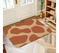 Tappeto con forme astratte, moderno e minimalista, a strisce, curve, nessuno, terracotta, spugna a pelo basso, zerbino estetico, rettangolare, accenti per bagno, ingresso, comodino, porta, decorazione