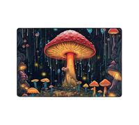 Tappeto con funghi della foresta delle fate, per soggiorno, camera da letto, galassia, con retro antiscivolo, lavabile, in flanella, decorazione per casa e ufficio, 60 x 90 cm