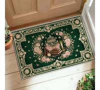 Tappeto con gabbia per uccelli, vintage, floreale, orologio libri, nessuno verde, con retro antiscivolo, tappeto bordatura per lavanderia, bagno, porta d'ingresso, decorazione 5 x 7,6 cm