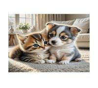Tappeto con gatto e cane, 1000 pezzi, per la famiglia, mini puzzle, regalo di compleanno