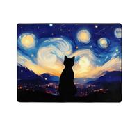 Tappeto con gatto sotto il cielo stellato, decorazione per soggiorno, morbido, lavabile, per camera da letto, 150 x 122 cm, per interni, camera da letto e soggiorno