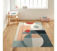 Tappeto con geometria astratta colorata retrò anni '70, antiscivolo, a pelo basso, decorazione moderna per la casa, sala da pranzo, corridoio e soggiorno, 150 x 210 cm