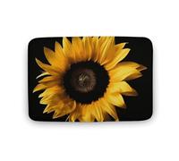 Tappeto con girasole su sfondo nero, grande tappeto in velluto di corallo con retro in gomma, antiscivolo, tappetino da bagno elegante tappeto lavabile per sala giochi, 40 x 60 cm