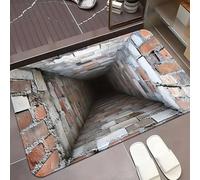 Tappeto con illusione ottica 3D, prova e gioca con cane o gatto, tappeto che sembra un buco nel terreno, tappeto con foro 3D, illusione ottica, senza fondo, antiscivolo, per porta d'ingresso, bagno