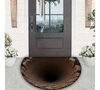 Tappeto con illusione ottica 3D, semicerchio, tappeto che sembra un buco, tappetino antiscivolo con illusione ottica, per giocare con il tuo gatto e cane, per camera da letto, soggiorno, ingresso