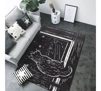 Tappeto con illustrazione di gatto che guarda le stelle, decorazione per soggiorno, antiscivolo, lavabile, 203 x 147 cm, tappeto per interni, camera da letto e soggiorno, decorazione