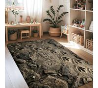 Tappeto con impronte di piedi, rustico, con testo naturale rocce, nessuno marrone, antiscivolo, per interni, rettangolare, non perde pelo, per soggiorno, camera da letto, nuova decorazione per la casa
