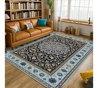 Tappeto con mandala, tradizionale, elegante, floreale, ornamentale, nessuno blu navy, antiscivolo, per casa, interni, non perde pelo, per soggiorno, camera da letto, cucina, corridoio, decorazione 15
