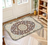 Tappeto con mandala, tradizionale, elegante, floreale, ornato, nessuno marrone, antiscivolo, rettangolare, non perde pelo, per ingresso, bagno, cucina, porta, decorazione 5 x 7 cm