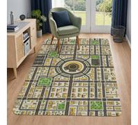 Tappeto con mappa della città, fantasioso edifici giocosi Parchi N/A giallo dormitorio essenziale zerbino accenti tappeto resistente allo sbiadimento bagno cucina comodino decorazione 90 x 15 cm