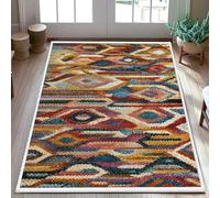 Tappeto con motivo a zigzag eclettico bohémien, motivo a zig zag, multicolore, con retro antiscivolo, resistente allo sbiadimento, decorazione per ingresso, bagno, cucina, porta, 9 x 15 cm