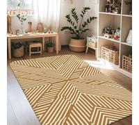 Tappeto con motivo a zigzag, moderno e contemporaneo a righe geometriche, nessuno beige, antiscivolo, morbido, rettangolare, antimacchia, per soggiorno, camera da letto, sotto il tavolo, decorazione