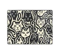 Tappeto con motivo astratto con facce di gatto, decorazione per soggiorno, morbido, lavabile, per camera da letto, 150 x 122 cm, per interni, camera da letto e soggiorno