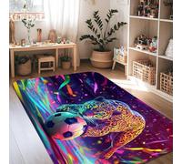 Tappeto con motivo leopardato, dinamico e moderno, con nastri colorati, nessuno giallo, antiscivolo, rettangolare, per soggiorno, camera da letto, sotto il tavolo, decorazione per sala da pranzo, 10 x