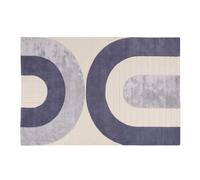 Tappeto con motivo taftato e cesellato blu e écru 160x230 cm