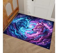 Tappeto Con Nebulosa Lupi Conflittuali, Tappetino Con Misteriose Creature Fantastiche, Stabile E Antiscivolo, Antigraffio E Resistente, Adatto per Ingresso, Soggiorno Camera Da Letto, 45 x 75 cm