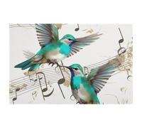 Tappeto con note musicali e uccelli color foglia di tè, morbido velluto di cristallo, lavabile, tappeto moderno per comodino, antiscivolo, per camera da letto, cucina, sala da pranzo