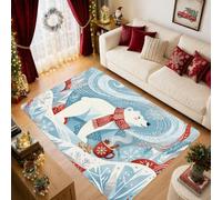 Tappeto con orsetto polare fantasioso, scena invernale, 15,2 x 18,2 cm | Inverno tema stagionale, illustrazione fantasiosa, dettaglio sciarpa rossa, accenti biscotti pan di zenzero