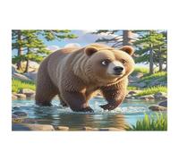 Tappeto con orso che attraversa il fiume per ingresso, lavabile, con retro in gomma antiscivolo, per cucina, morbido, resistente alle macchie, piccolo tappeto per camera da letto, bagno, decorazione