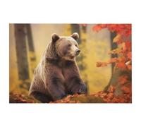 Tappeto con orso marrone in autunno morbido velluto di cristallo, lavabile, tappeto moderno per comodino, antiscivolo, per camera da letto, cucina, sala da pranzo