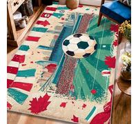 Tappeto con palla da calcio, bandiera dello stadio festivo per celebrazioni, verde, con retro antiscivolo, estetico, rettangolare, tappeto per casa, soggiorno, camera da letto, sotto il letto