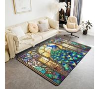 Tappeto con pavone, lussuoso tappeto antiscivolo con uccello, stile barocco europeo, per interni, ingresso, stile retrò, decorazione per casa, soggiorno, camera da letto, 90 x 15 cm