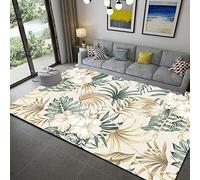 Tappeto con Piante Della Giungla Tropicale Fiori di Ananas Motivo con Foglie Verdi Flanella Tappeto per Soggiorno Sala da Pranzo Arredamento Camera da Letto Cucina Corridoio Bagno (Beige,120x160 cm)