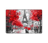 Tappeto con pittura a olio Torre Eiffel, per soggiorno e camera da letto, tappeto vintage Parigi con retro antiscivolo, lavabile, in flanella, tappeto decorativo per casa e ufficio, 120 x 180 cm