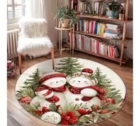 Tappeto con pupazzo di neve, albero di Natale con sciarpa rossa con retro antiscivolo rosso, decorazione per la casa, resistente allo sbiadimento, per bagno, lavanderia, cucina, ingresso, 10 x 10 cm