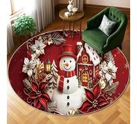 Tappeto con pupazzo di neve, decorazione natalizia con stella di Natale, colore rosso, a pelo basso, per soggiorno, camera da letto, sotto il tavolo, decorazione per sala da pranzo, 15,2 x 15,2 cm
