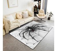 Tappeto con ragnatela nera, tappeto gotico per interni e ingresso, per bambini, ragazzi e ragazze, decorazione per la stanza di bambini, animali aracnidi, Halloween, grigio, antiscivolo, assorbente