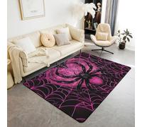 Tappeto con ragno nero, motivo ragnatela viola, con stampa di cuori e ragnatele, tappeto per interni e ingresso, decorazione per la stanza dei bambini, ragazzi e ragazze, tema animali aracnidi