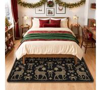 Tappeto con renna e fiocco di Natale dorato 4 'x 6'