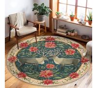 Tappeto con renne, natura invernale con foglie di stella di Natale rosso a pelo basso per la casa tappeto non perde pelo, per soggiorno, camera da letto, corridoio, scrivania, ufficio, decorazione 15