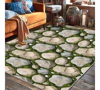 Tappeto con rocce, erba rustica naturale, ciottoli, nessuno grigio, a pelo basso, per casa, interni, non perde pelo, per soggiorno, camera da letto, corridoio, ufficio, decorazione 15 x 18 cm