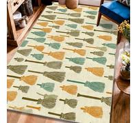 Tappeto con scopa, cappello di zucca fantasioso di Halloween, arancione, a pelo basso, morbido, rettangolare, resistente alle macchie, per soggiorno, camera da letto, cucina, corridoio, decorazione 10