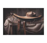 Tappeto con sella per cavallo con cappello da cowboy, per ingresso, lavabile, con retro in gomma antiscivolo, morbido, resistente alle macchie, piccolo tappeto per camera da letto e bagno, decorazione