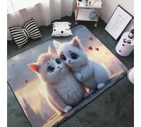 Tappeto con stampa a due gattini bianchi, per soggiorno e camera da letto, lavabile, morbido, 7,6 x 12,7 cm, antiscivolo, per la decorazione della camera da letto, 152,4 x 99,1 cm