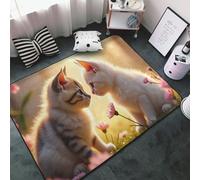 Tappeto con stampa a due gattini rosa, per soggiorno e camera da letto, lavabile, morbido, 7,6 x 12,7 cm, antiscivolo, per la decorazione della camera da letto, 152,4 x 99,1 cm
