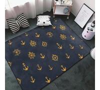 Tappeto con stampa a forma di ancora con timone, decorazione per soggiorno, antiscivolo, lavabile, 7 x 12 cm, morbido tappeto per interni, per camera da letto, sala da pranzo, soggiorno, camera, 152 x
