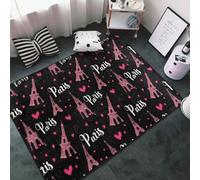 Tappeto con stampa a forma di cuore con Parigi Eiffel, per soggiorno e camera da letto, lavabile, morbido, 7,6 x 12,7 cm, antiscivolo, per decorazione della camera da letto, 152,4 x 99,1 cm