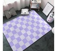 Tappeto con stampa a scacchi viola pastello per soggiorno camera da letto, lavabile, morbido, 7,6 x 12,7 cm, antiscivolo, per camera da letto, decorazione estetica 152,4 x 99,1 cm