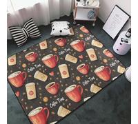 Tappeto con stampa Coffee Time, per soggiorno e camera da letto, lavabile, morbido, 7,6 x 12,7 cm, antiscivolo, per la decorazione della camera da letto, 152,4 x 99,1 cm
