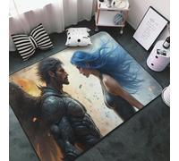 Tappeto con stampa di angeli blu, per soggiorno e camera da letto, lavabile, morbido, 7,6 x 12,7 cm, antiscivolo, per decorazione della camera da letto, 152,4 x 99,1 cm