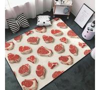 Tappeto con stampa di bistecche, decorazione per soggiorno, antiscivolo, lavabile, 7 x 12 cm, morbido tappeto per interni, per camera da letto, sala da pranzo, soggiorno, camera, 152 x 99 cm