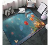 Tappeto con stampa di tulipani rossi magici, per soggiorno e camera da letto, lavabile, morbido, 7,6 x 12,7 cm, antiscivolo, per decorazione della camera da letto, 152,4 x 99,1 cm