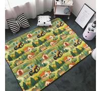 Tappeto con stampa di un villaggio di trattori con cartoni animati, per soggiorno e camera da letto, lavabile, morbido, 7,6 x 12,7 cm, antiscivolo, per camera da letto, decorazione estetica 152,4 x